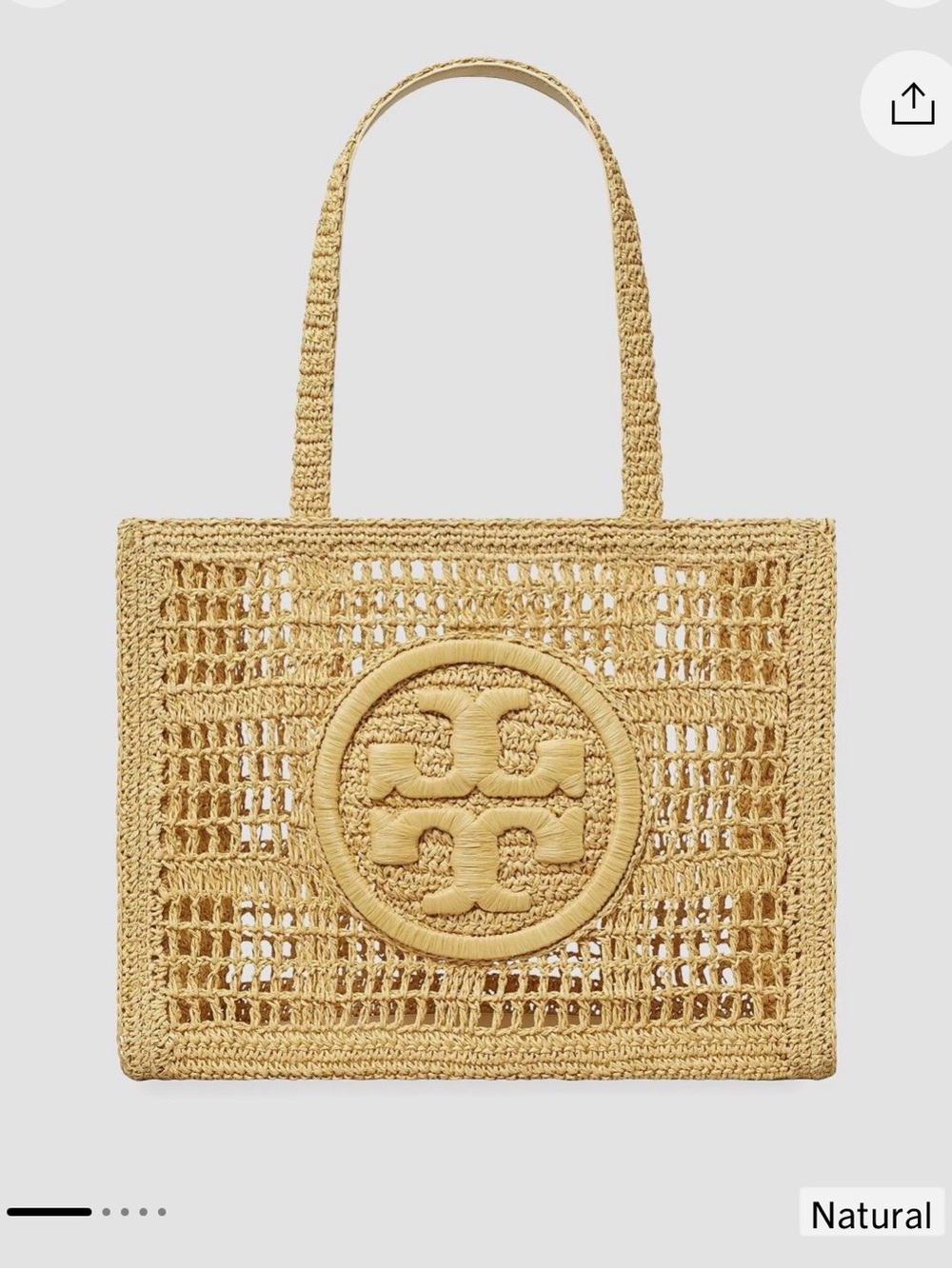 Tory Burch Natural Woven Logo Ella Tote in Natural - raffia/straw